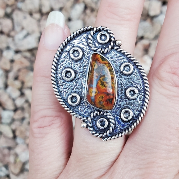 New Seam Agate 925 Silver Ring. - Picture 2 of 16